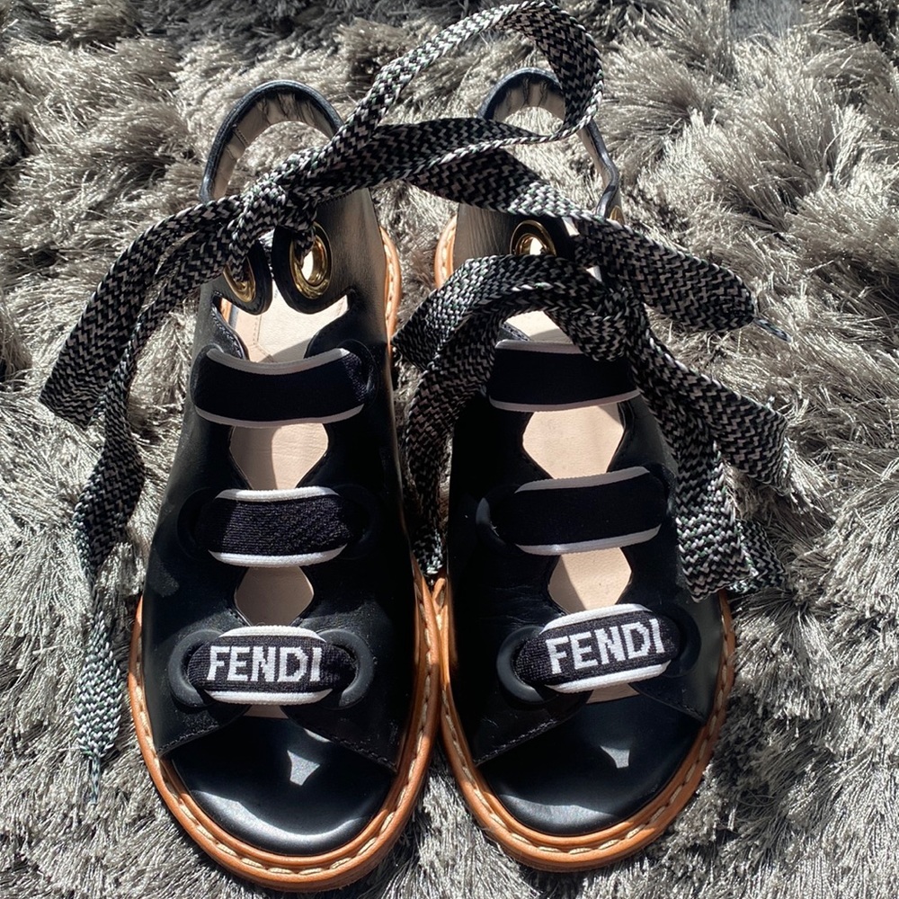 Fendi Lace-Up Sandals